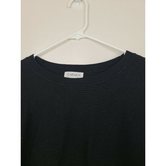 Carmen Marc Valvo Black Dolman Zipper Long Sleeve Pullover Womens Sweater Small - Picture 9 of 9